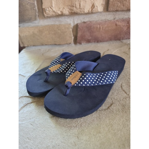 L.L. Bean Shoes - LL Bean Maine Isle Flip Flops Womens Size 10 Nautical Polka Dot Sandals
